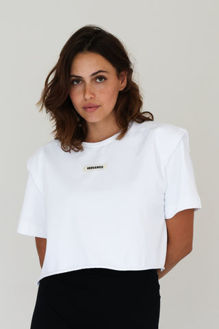The Framed Shoulder Tee Off White