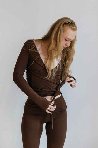 2nd Skin Wrap Top, cocoa brown