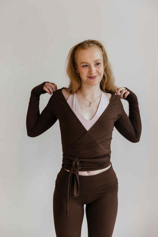 2nd Skin Wrap Top, cocoa brown