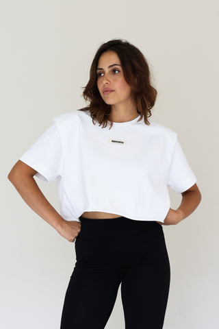 The Framed Shoulder Tee Off White
