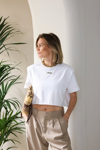 The Framed Shoulder Tee Off White