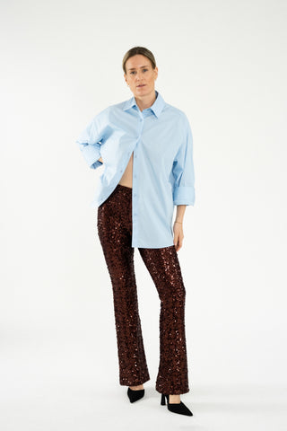 Side Button-Up Shirt Icy Blue