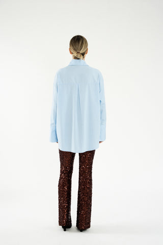 Side Button-Up Shirt Icy Blue