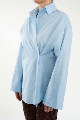 Side Button-Up Shirt Icy Blue