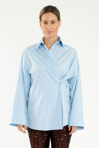Side Button-Up Shirt Icy Blue