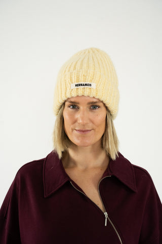 Soft Wool Beanie Butter Yellow