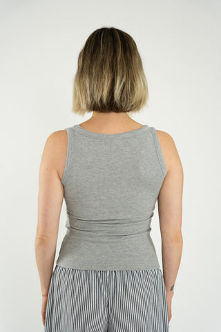 The Best Rib Top Grey Melange