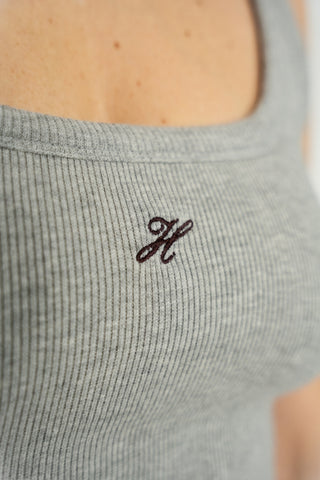 The Best Rib Top Grey Melange